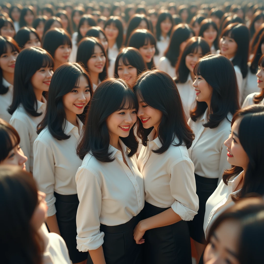 [Japanese Clone girls=Myself], [Perfect Clone girls Raw Photography Art], (16K, Highest quality, Ultra-high resolution, ((Unrealistic, Unprecedented sight, ((A World of Myself Proliferation)), Ultra-realistic))), (Japanese, woman, 26-year-old), (((((Small face, (((((Thick black hair, Semi-long hair)))))))))), ((Very beautiful detailed girls, Accurate body structure, Very detailed body)), (((Big Breasts, Large, swelling breasts))), (((White shirt, Big Breasts強調, I can see the cleavage, Black Mini Skirt))), ((Dark Eyes, Mature face, Cute Smile, A gentle gaze)), (((((Happy laughter))))), (((((Very detailed, 1girl-1,000,000cloning))))), (((((A very detailed and precise description of the doppelganger, Perfectly the same girl, The exact same smile, Perfect same hair, Perfect same clothes, Exactly the same height, 完璧な同じLarge, swelling breasts))))), (((((Myself only))))), (((Filling the Earth 1,000,000,000,000,000,000,000,000,000,000,000,000,000 Myself, Super dense, Focus on the middle of the group, I&#39;m happy to be surrounded by countless versions of myself, I want to drown in love with countless versions of myself., I want to be drowned in love with countless versions of myself around me., Holding hands, hug, hug, kiss, Touching breasts))), (((The sight of the ultimate super-crowded, 異常なSuper dense, Countless Myselfs Packed Tight))), ((Bright and soft light)), ((((((((Very detailed and clear hyper-perspective drawing)))))))), (((Subject depth zero))), Seeing from a bird's perspective