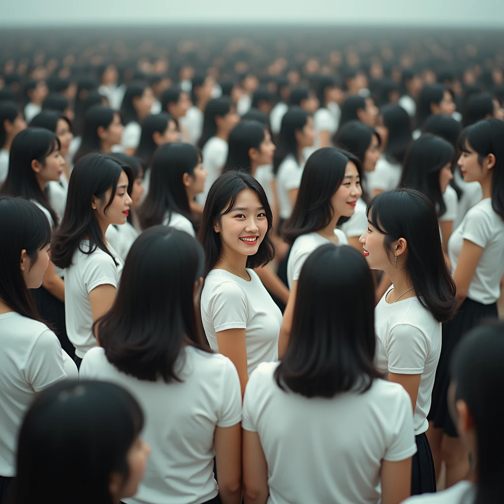 [Japanese Clone girls=Myself], [Perfect Clone girls Raw Photography Art], (16K, Highest quality, Ultra-high resolution, ((Unrealistic, Unprecedented sight, ((A World of Myself Proliferation)), Ultra-realistic))), (Japanese, woman, 26-year-old), (((((Small face, (((((Thick black hair, Semi-long hair)))))))))), ((Very beautiful detailed girls, Accurate body structure, Very detailed body)), (((Big Breasts, Large, swelling breasts))), (((White shirt, Big Breasts強調, I can see the cleavage, Black Mini Skirt))), ((Dark Eyes, Mature face, Cute Smile, A gentle gaze)), (((((Happy laughter))))), (((((Very detailed, 1girl-1,000,000cloning))))), (((((A very detailed and precise description of the doppelganger, Perfectly the same girl, The exact same smile, Perfect same hair, Perfect same clothes, Exactly the same height, 完璧な同じLarge, swelling breasts))))), (((((Myself only))))), (((Filling the Earth 1,000,000,000,000,000,000,000,000,000,000,000,000,000 Myself, Super dense, Focus on the middle of the group, I&#39;m happy to be surrounded by countless versions of myself, I want to drown in love with countless versions of myself., I want to be drowned in love with countless versions of myself around me., Holding hands, hug, hug, kiss, Touching breasts))), (((The sight of the ultimate super-crowded, 異常なSuper dense, Countless Myselfs Packed Tight))), ((Bright and soft light)), ((((((((Very detailed and clear hyper-perspective drawing)))))))), (((Subject depth zero))), Seeing from a bird's perspective