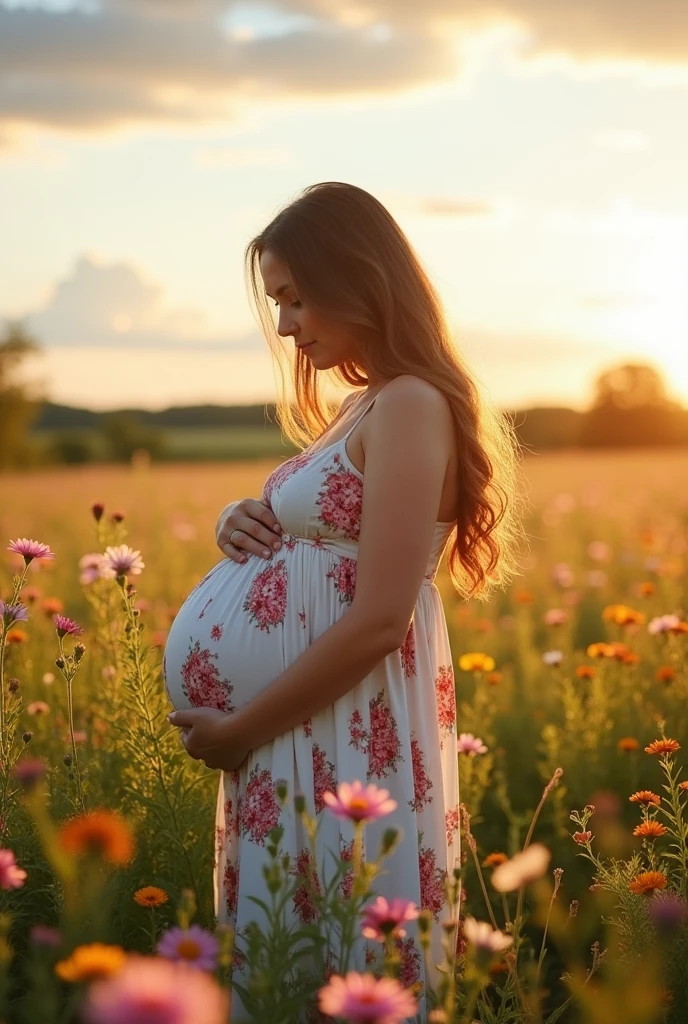 Very pregnant woman