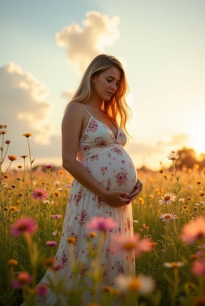 Very pregnant woman