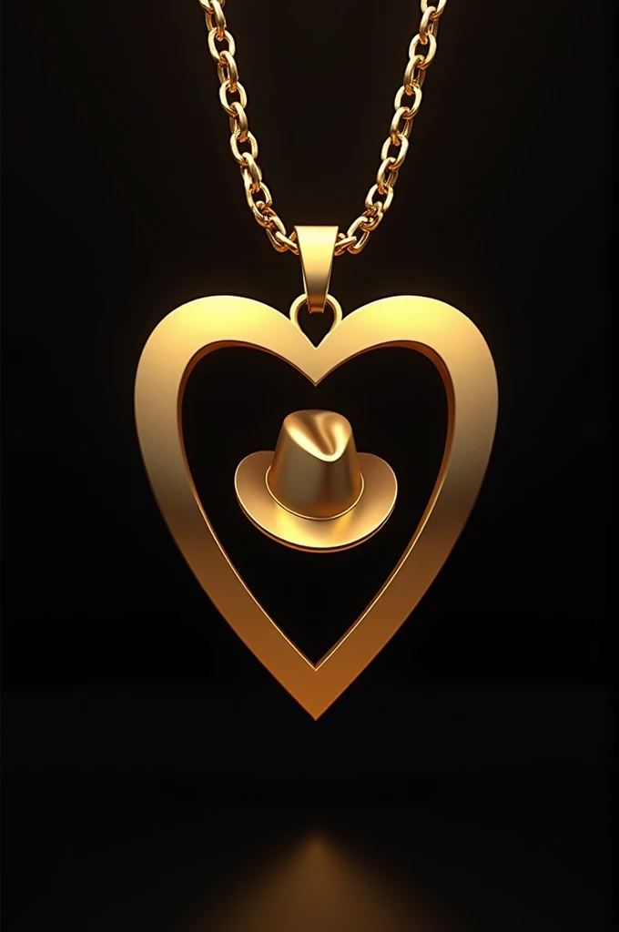 Logo of a music production company named Hat Trick, modern and golden cores, gold chain with pendant in the background