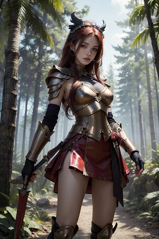brunette warrior, armor, medieval fantasy, D&d, RPG, ultra realistic, ultra detailed, best quality, 8k, wallpaper, steel breastplate, steel boots, steel gauntlets, steel gloves, lying down, legs open, skirt lifted, green skirt, tiny panties, tight panties, white panties, open crotch, panty view, upskirt, thong, cameltoe, pantyshot, RAW,