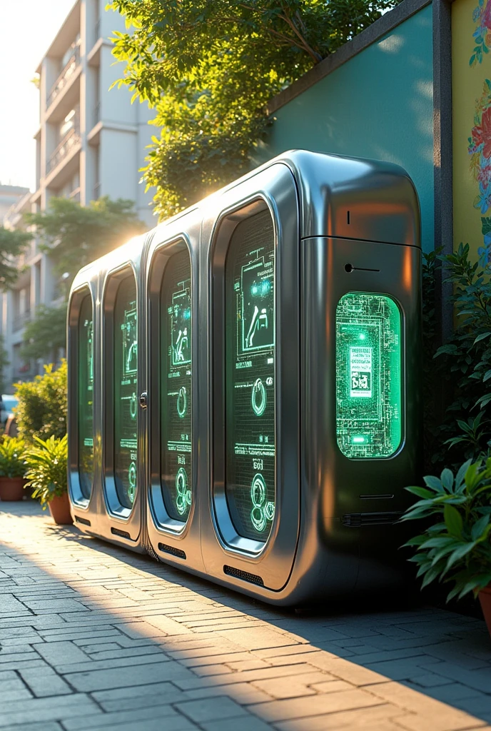 Can you create an image of what a recycling machine that doesn't exist yet would look like?, So, can you create a new invention based on the recycling machine 






