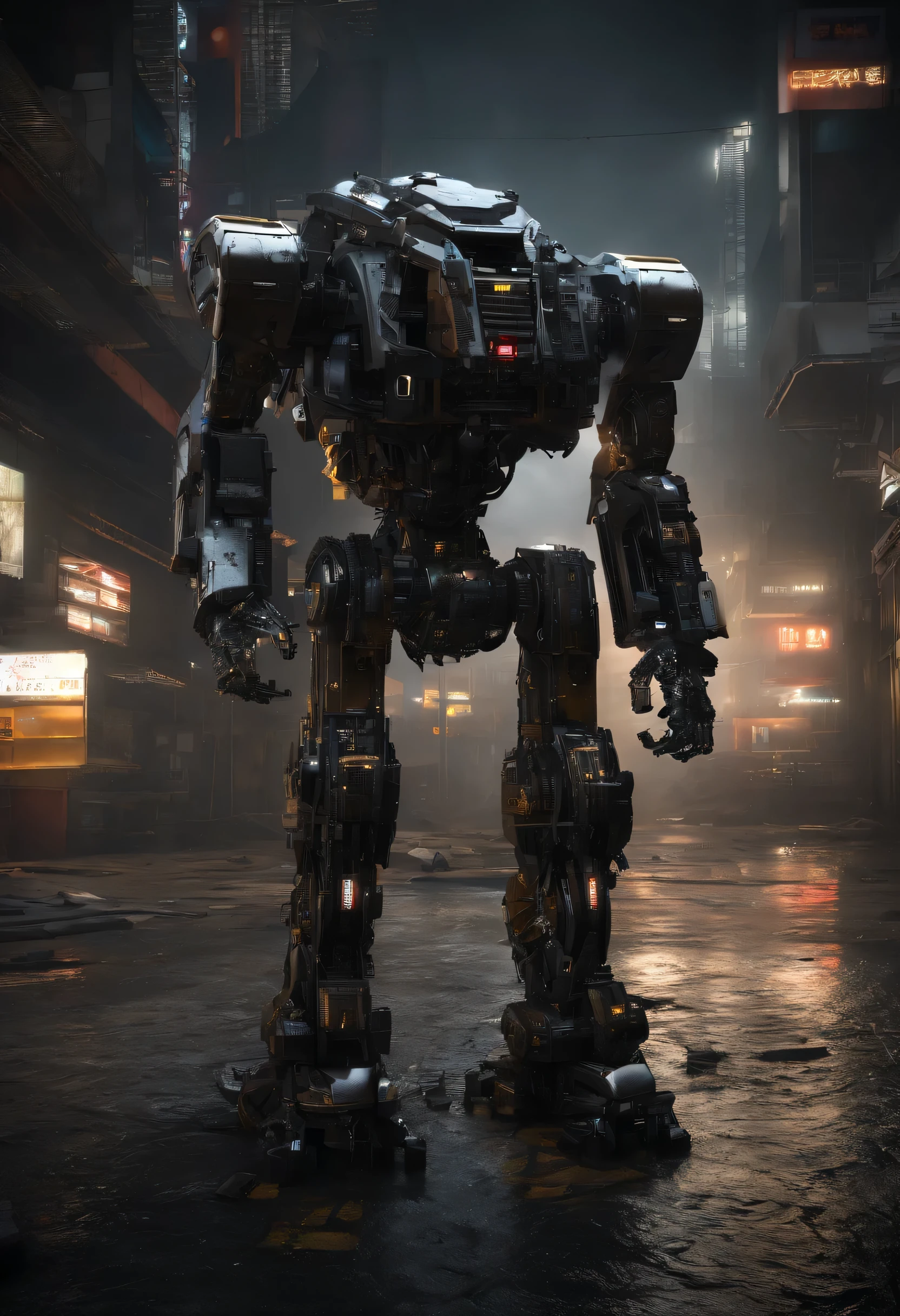 ((best quality)), ((Masterpiece artwork)), (Very detailed: 1.3), 8k, scientific fiction, T-REX Robot, Dinosaur Mech, large metal armor, Complex weapons and equipment behind it, Camouflaged Mech, dinosaur proportions, vista heads-up, standing posture, Giant military mech, rockery, futuristic technology, Reality, dark clouds in the sky, Dark war background, ray tracing, light particles, NVIDIA Trtx, super resolution, irreal 5, Subsurface scattering, Specular Maps and Albedo, rule of thirds, large aperture, battle stance, 8K raw data, high efficiency subpixels, subpixel convolution, light particle, light scattering, Tyndall effect, ray tracing.
