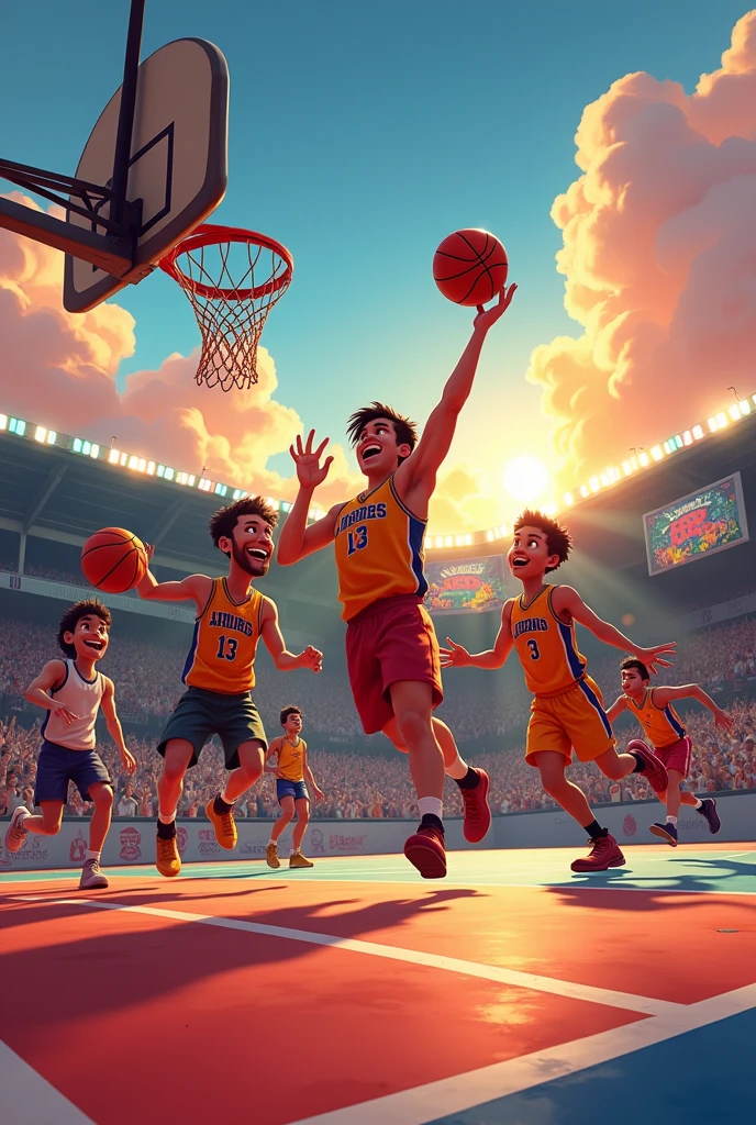 3 on 3 basketball animated