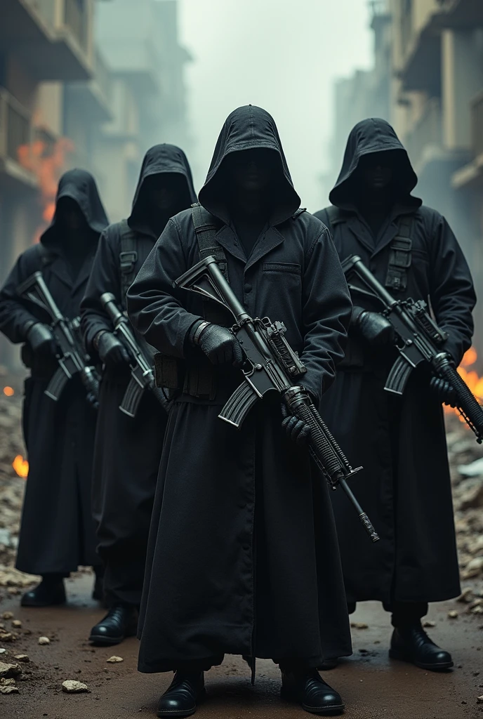 Generates a group of terrorists posing with their weapon and explosives