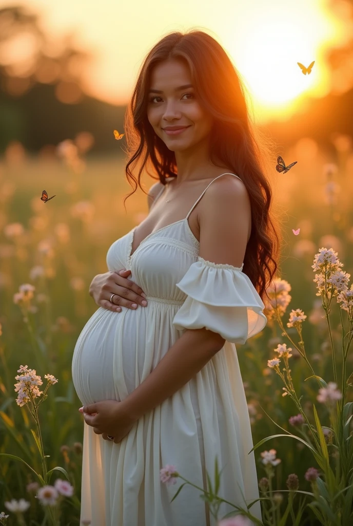 Very pregnant woman