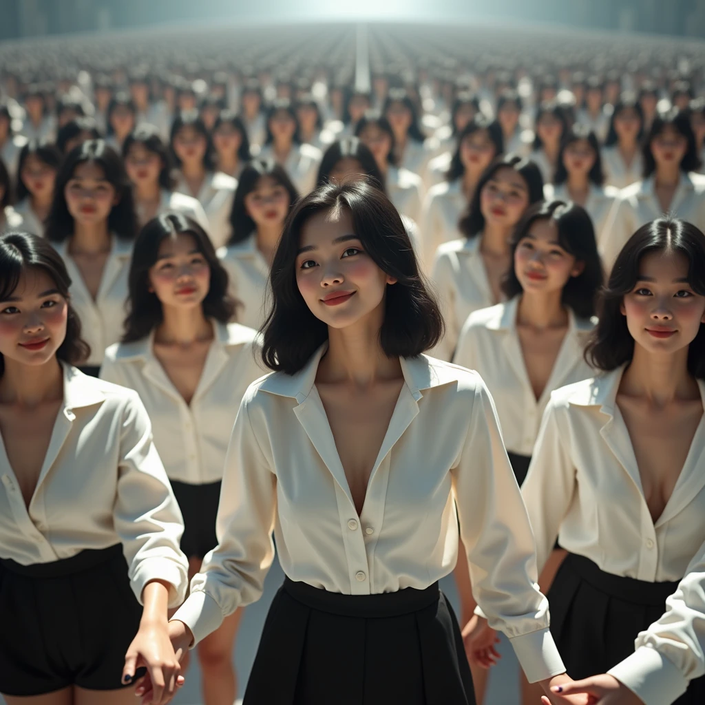 [Japanese Clone girls=Myself], [Perfect Clone girls Raw Photography Art], (16K, Highest quality, Ultra-high resolution, ((Unrealistic, Unprecedented sight, ((A World of Myself Proliferation)), Ultra-realistic))), (Japanese, woman, 26-year-old), (((((Small face, (((((Thick black hair, Semi-long hair)))))))))), ((Very beautiful detailed girls, Accurate body structure, Very detailed body)), (((Big Breasts, Large, swelling breasts))), (((White shirt, Big Breasts強調, I can see the cleavage, Black Mini Skirt))), ((Dark Eyes, Mature face, Cute Smile, A gentle gaze)), (((((Happy laughter))))), (((((Very detailed, 1girl-1,000,000cloning))))), (((((A very detailed and precise description of the doppelganger, Perfectly the same girl, The exact same smile, Perfect same hair, Perfect same clothes, Exactly the same height, 完璧な同じLarge, swelling breasts))))), (((((Myself only))))), (((Filling the Earth 1,000,000,000,000,000,000,000,000,000,000,000,000,000 Myself, Super dense, Super denseの中心に広くフォーカス, I&#39;m happy to be surrounded by countless versions of myself, I want to drown in love with countless versions of myself., I want to be drowned in love with countless versions of myself around me., Holding hands, hug, hug, kiss, Touching breasts))), (((The sight of the ultimate super-crowded, 異常なSuper dense, Countless Myselfs Packed Tight))), ((Bright and soft light)), ((((((((Very detailed and clear hyper-perspective drawing)))))))), (((Subject depth zero))), Seeing from a bird's perspective