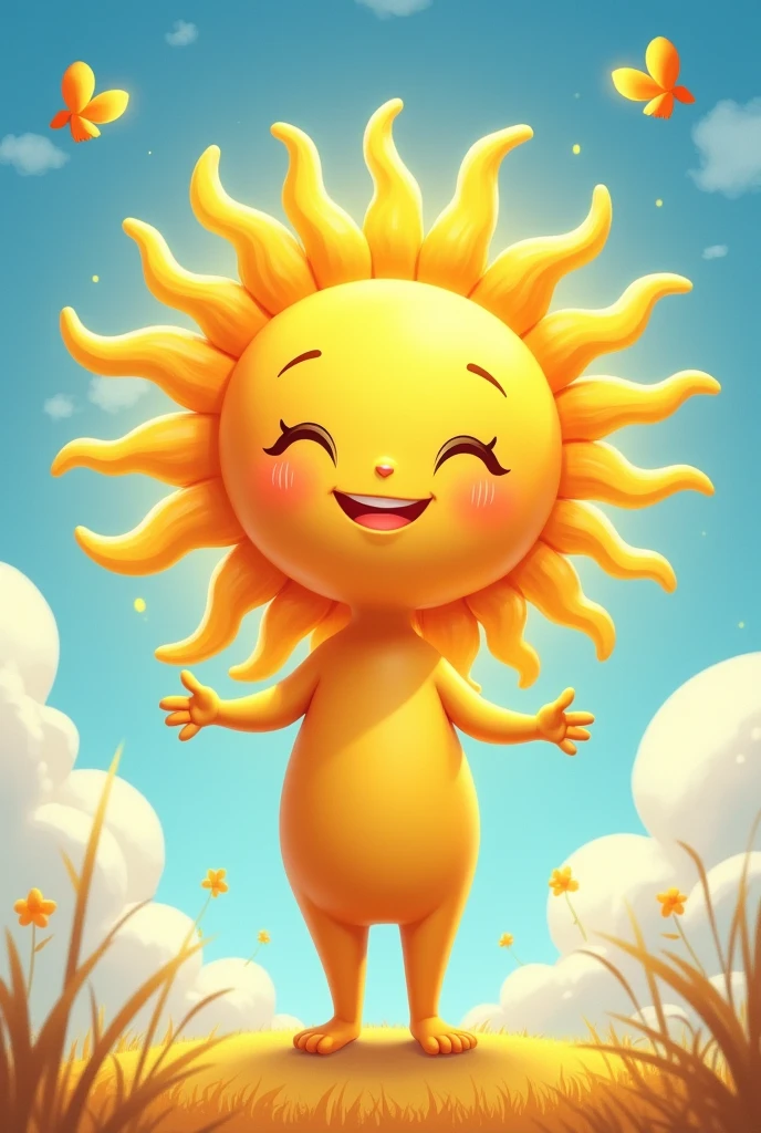 Solzinho is a radiant and friendly sun, with a welcoming expression that conveys warmth and security. He has short arms and legs, and his sunbeams extend like open arms, ready to embrace. His face is always illuminated by a kind smile, symbolizing the human warmth and support that everyone deserves in difficult times.