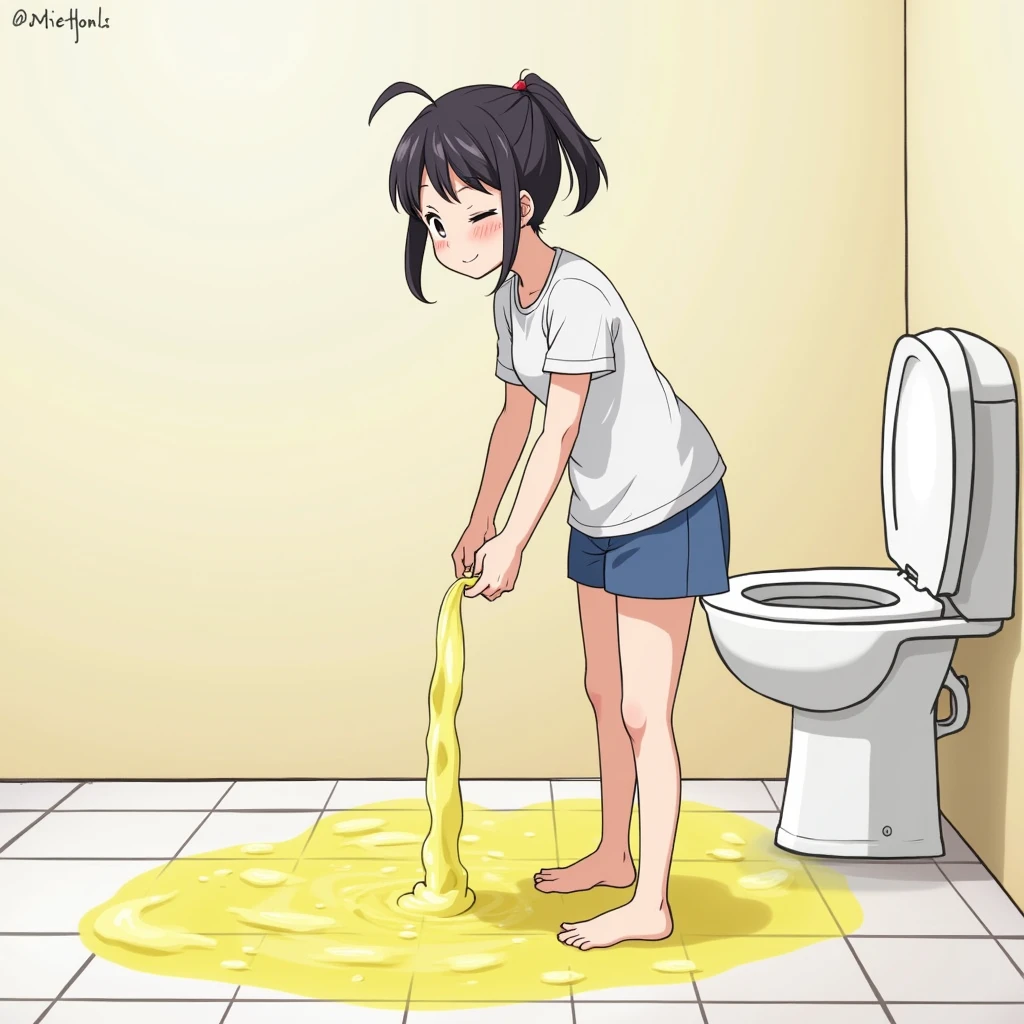 Anime A Girl Expelling Yellow Water From Her Body Defecation SeaArt AI