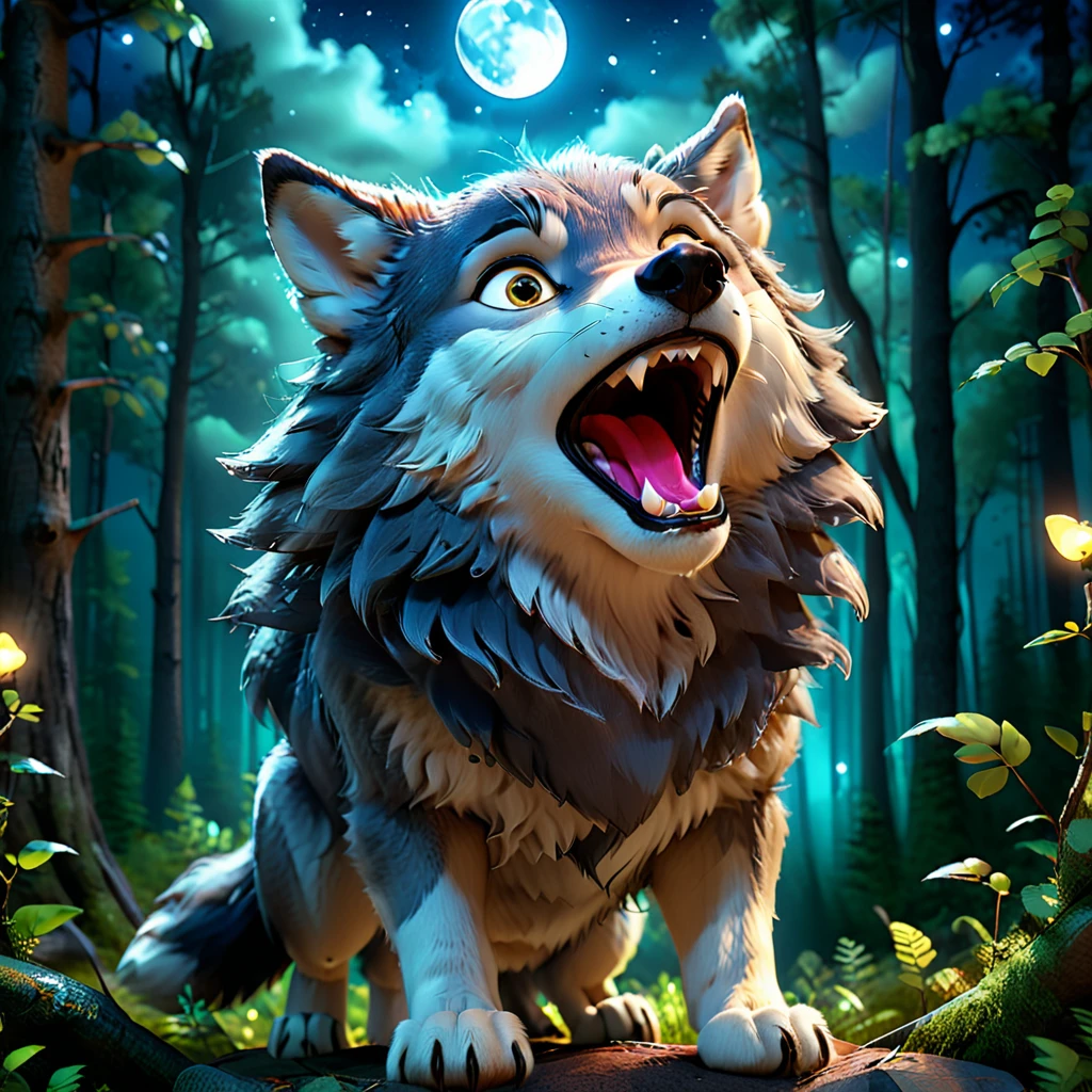 Wolf
A cute wolf with big eyes, howling at the night sky in a forest. The wolf has a playful yet majestic expression, with its fur shining under the moonlight. The scene is in a Pixar animation style, with a focus on the wolf's strong, pack-leading presence. --ar 1:1 --v 6.0 --3D render