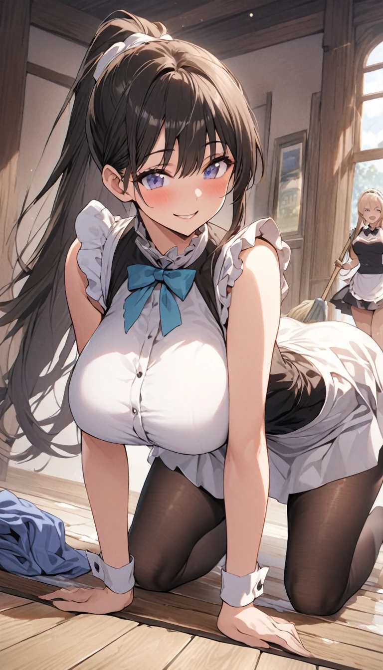 (masterpiece), (perfect hands), best quality, expressive eyes, perfect face, woman with long curly black hair with bangs wearing bunny suit, ahegao face