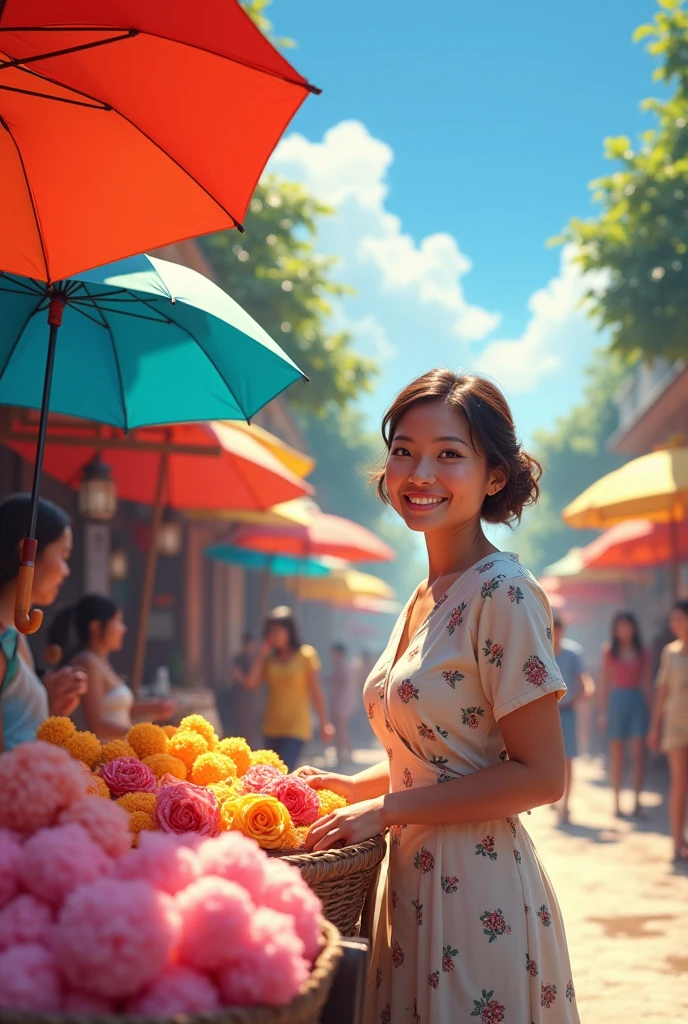mother is an umbrella seller