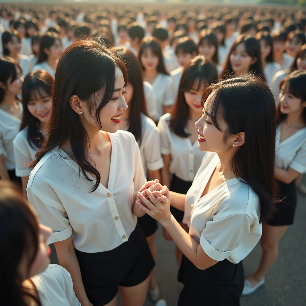 [Japanese Clone girls=Myself], [Perfect Clone girls Raw Photography Art], (16K, Highest quality, Ultra-high resolution, ((Unrealistic, Unprecedented sight, ((A World of Myself Proliferation)), Ultra-realistic))), (Japanese, woman, 26-year-old), (((((Small face, (((((Thick black hair, Semi-long hair)))))))))), ((Very beautiful detailed girls, Accurate body structure, Very detailed body)), (((Big Breasts, Large, swelling breasts))), (((White shirt, Big Breasts強調, I can see the cleavage, Black Mini Skirt))), ((Dark Eyes, Mature face, Cute Smile, A gentle gaze)), (((((Happy laughter))))), (((((Very detailed, 1girl-1,000,000cloning))))), (((((A very detailed and precise description of the doppelganger, Perfectly the same girl, The exact same smile, Perfect same hair, Perfect same clothes, Exactly the same height, 完璧な同じLarge, swelling breasts))))), (((((Myself only))))), (((Filling the Earth 1,000,000,000,000,000,000,000,000,000,000,000,000,000 Myself, Super dense, Super denseの中心に広くフォーカス, I&#39;m happy to be surrounded by countless versions of myself, I want to drown in love with countless versions of myself., I want to be drowned in love with countless versions of myself around me., Holding hands, hug, hug, kiss, Touching breasts))), (((The sight of the ultimate super-crowded, 異常なSuper dense, Countless Myselfs Packed Tight))), ((Bright and soft light)), ((((((((Very detailed and clear hyper-perspective drawing)))))))), (((Subject depth zero))), Seeing from a bird's perspective