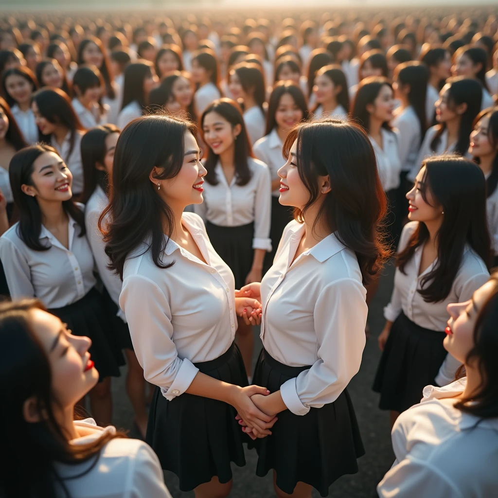 [Japanese Clone girls=Myself], [Perfect Clone girls Raw Photography Art], (16K, Highest quality, Ultra-high resolution, ((Unrealistic, Unprecedented sight, ((A World of Myself Proliferation)), Ultra-realistic))), (Japanese, woman, 26-year-old), (((((Small face, (((((Thick black hair, Semi-long hair)))))))))), ((Very beautiful detailed girls, Accurate body structure, Very detailed body)), (((Big Breasts, Large, swelling breasts))), (((White shirt, Big Breasts強調, I can see the cleavage, Black Mini Skirt))), ((Dark Eyes, Mature face, Cute Smile, A gentle gaze)), (((((Happy laughter))))), (((((Very detailed, 1girl-1,000,000cloning))))), (((((A very detailed and precise description of the doppelganger, Perfectly the same girl, The exact same smile, Perfect same hair, Perfect same clothes, Exactly the same height, 完璧な同じLarge, swelling breasts))))), (((((Myself only))))), (((Filling the Earth 1,000,000,000,000,000,000,000,000,000,000,000,000,000 Myself, Super dense, Super denseの中心に広くフォーカス, I&#39;m happy to be surrounded by countless versions of myself, I want to drown in love with countless versions of myself., I want to be drowned in love with countless versions of myself around me., Holding hands, hug, hug, kiss, Touching breasts))), (((The sight of the ultimate super-crowded, 異常なSuper dense, Countless Myselfs Packed Tight))), ((Bright and soft light)), ((((((((Very detailed and clear hyper-perspective drawing)))))))), (((Subject depth zero))), Seeing from a bird's perspective