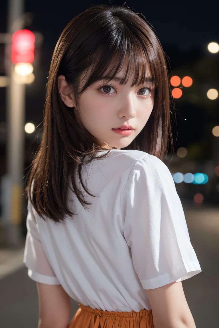 ((masutepiece)), ((Best Quality)), (Ultra-detailed), ((Extremely detailed)), 4K, (8K), Best Quality, (Beautiful), Dynamic Angle, city, Town, Night, Cute s, 1girl in, Solo, Steampunk, Beautiful blue hair 0, ((Beautiful eyes)), Mesh, Cool, Neon light, shiny
