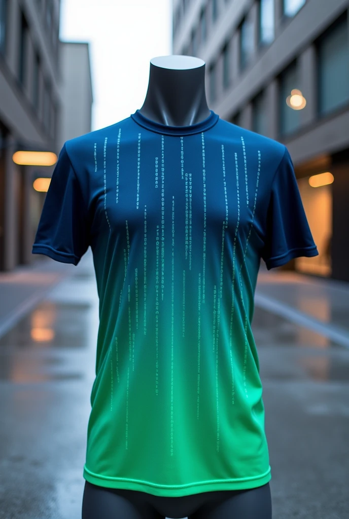 
Shirt with visible binary numbers in a gradient on the lower part of the shirt