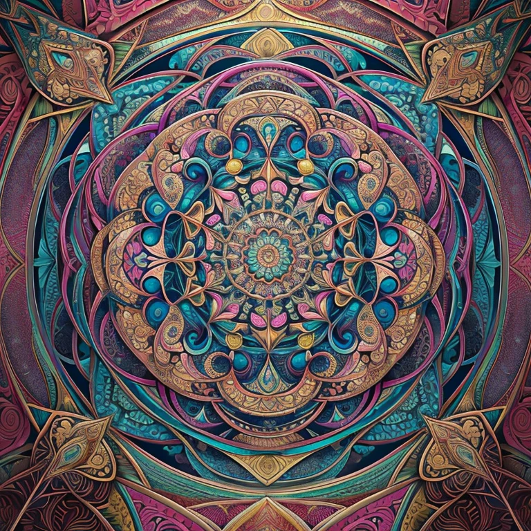 Official Art、unity 8k wall paper、ultra-detailliert、Beautifully Aesthetic、masterpiece、top-quality、(Zentangle、a Mandala、Tangles、Tangles)、(Fractal Art:1.3)、ighly detailed、Dynamic angles、The most beautiful forms chaos、elegent、Brutalist design、Vibrant colors、romantism、