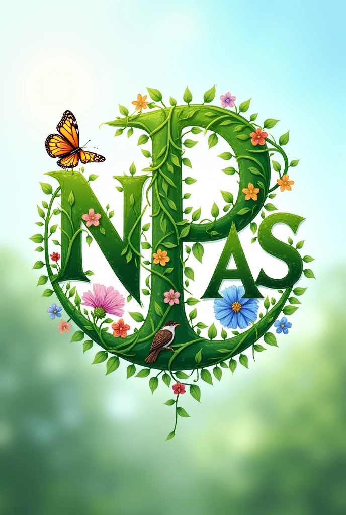 Transform the word NEPAS into a logo with a nature and wildlife theme.