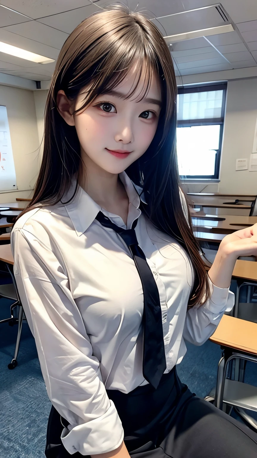 high school classroom During class beautiful teacher
