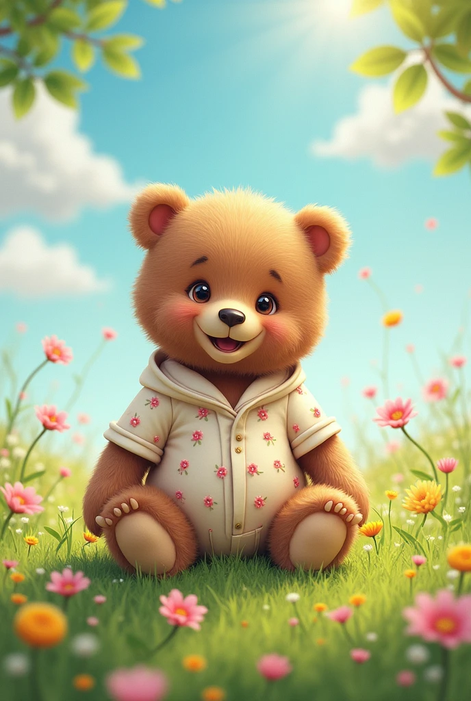 A cute and lovely bear wearing a cute outfit