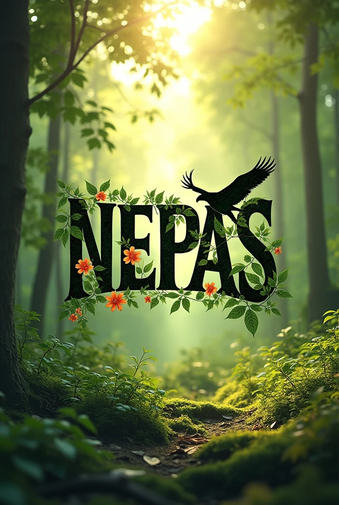 Transform the word NEPAS into a logo with a nature and wildlife theme.