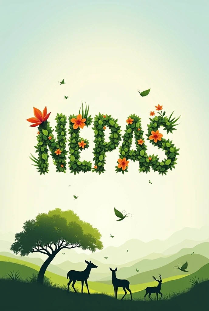 Transform the word NEPAS into a logo with a nature and wildlife theme.