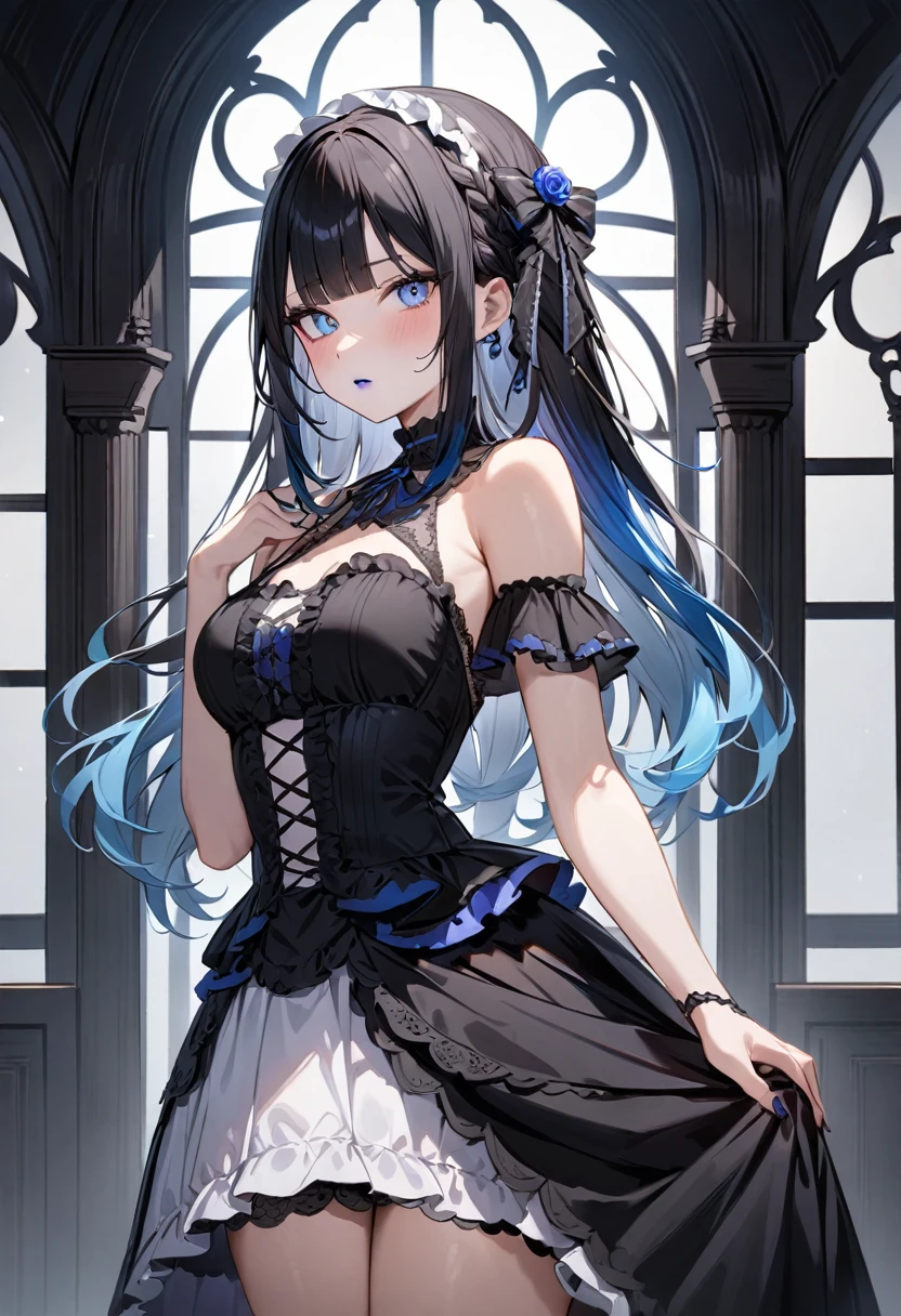 (tmasterpiece:1.1),(Best quality at best:1.1),(HighDynamicRange:1),ambient lights,hyper qualit,( Super detailed original image),(1个Giant Breast Girl, full bodyesbian),((harajuku fashion)),((flower with human eyes, flower eyes)),double contact,流体抽象Artistically的融合,Glitching,(Original illustration composition),(Limited color blending, 极简Artistically风格, 几何Artistically风格, butterflys, Artistically),Black sexy lace lingerie