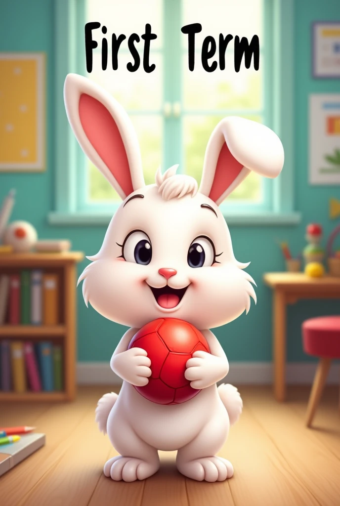 I need rabbit image for school worksheet and put object like ball in rabbit hand and write first term in black and white colour