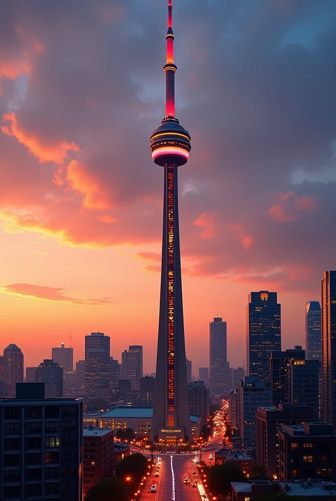 CN Tower with "HBD Hina" written on it.