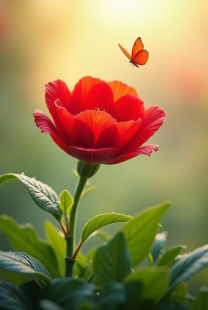 A bouquet of one red flower