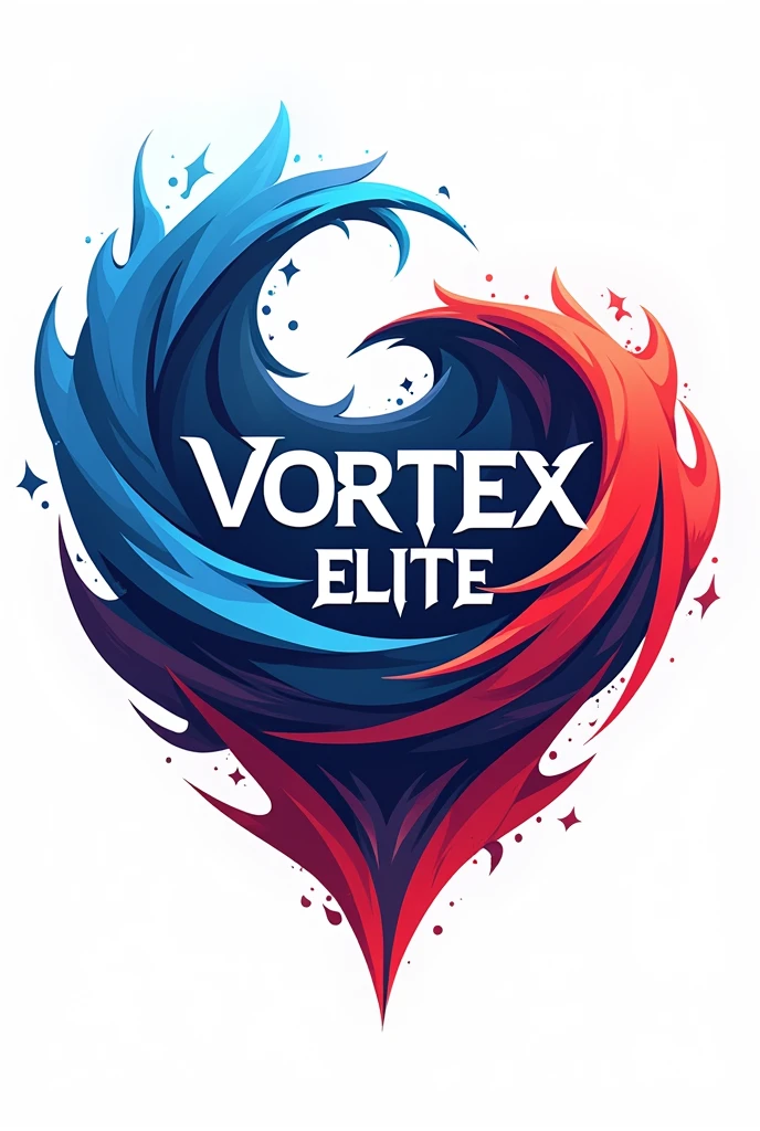 Logo esports vortex elite "vortex" means vortex or spiral, which can be depicted with rotating or flowing design elements, like a spiral that encircles the text. This gives the impression of dynamics and energy..Temporary "elite" indicating something superior or of high quality. This can be shown by using elegant and modern fonts., and contrasting colors to highlight the quality of professionalism.So, untuk logo vortex elite:"vortex" will be represented by a spiral or vortex element that surrounds or complements the text.."elite" will be shown with bold and elegant text, using modern fonts and blue color for a professional impression.The combination of blue and red will add an energetic and dynamic impression., with blue text and red swirl accents. This logo remains in PNG format without background for flexibility of use..