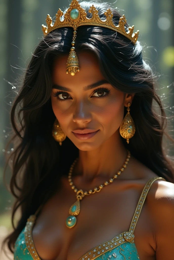 Stunning Princess Jasmine, cum on face, naked tits, in battle, cinematic.