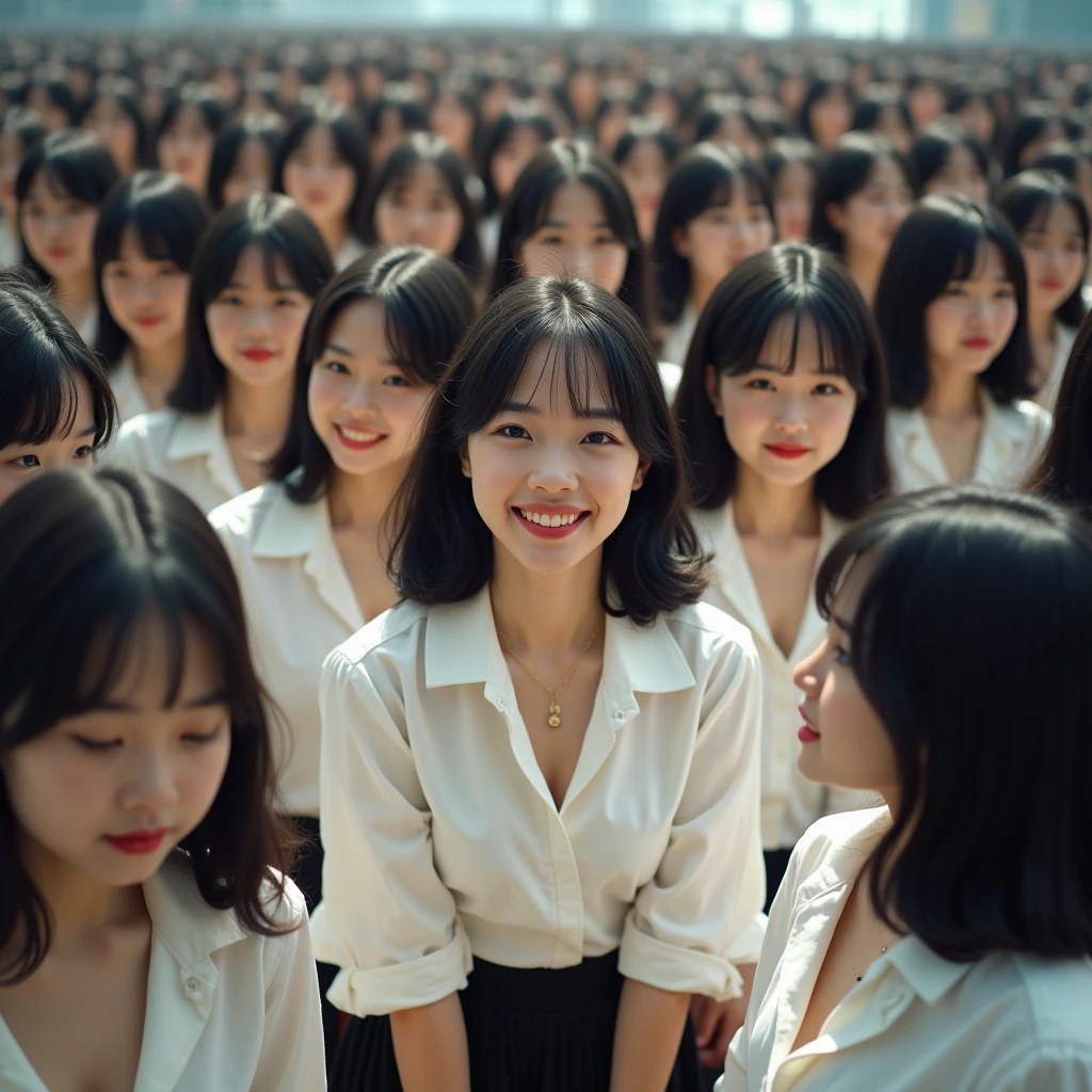 [Japanese Clone girls=Myself], [Perfect Clone girls Raw Photography Art], (16K, Highest quality, Ultra-high resolution, ((Unrealistic, Unprecedented sight, ((A World of Myself Proliferation)), Ultra-realistic))), (Japanese, woman, 26-year-old), (((((Small face, (((((Thick black hair, Semi-long hair)))))))))), ((Very beautiful detailed girls, Accurate body structure, Very detailed body)), (((Big Breasts, Large, swelling breasts))), (((White shirt, Big Breasts強調, I can see the cleavage, Black Mini Skirt))), ((Dark Eyes, Mature face, Cute Smile, A gentle gaze)), (((((Happy laughter))))), (((((Very detailed, 1girl-1,000,000,000,000,000cloning girls))))), (((((A very detailed and precise description of the doppelganger, Perfectly the same girl, The exact same smile, Perfect same hair, Perfect same clothes, Exactly the same height, 完璧な同じLarge, swelling breasts))))), (((((Myself only))))), (((Filling the Earth 1,000,000,000,000,000,000,000,000,000,000,000,000,000 Myself, Super dense, Super denseの中心に広くフォーカス, I&#39;m happy to be surrounded by countless versions of myself, I want to drown in love with countless versions of myself., I want to be drowned in love with countless versions of myself around me., Holding hands, hug, hug, kiss, Touching breasts))), (((The sight of the ultimate super-crowded, 異常なSuper dense, Countless Myselfs Packed Tight))), ((Bright and soft light)), ((((((((Very detailed and clear hyper-perspective drawing)))))))), (((Subject depth zero))), Seeing from a bird's perspective