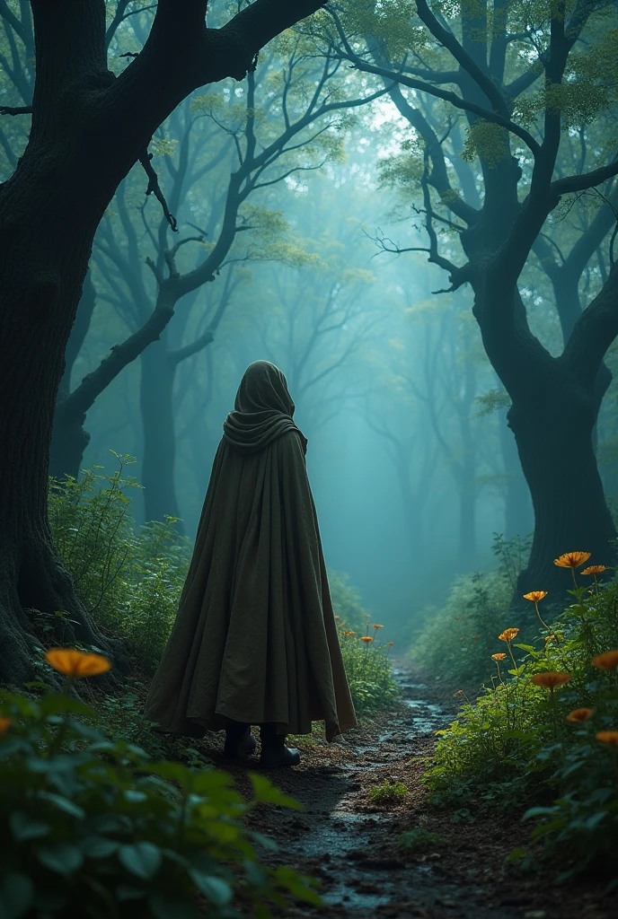 Mysterious and hopeful, with a sense of discovery and the imminent possibility of escape.