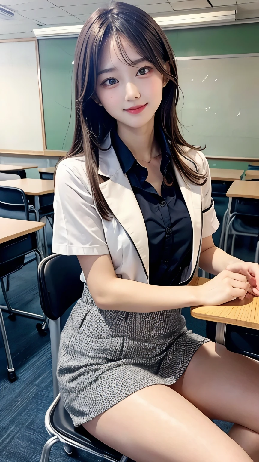 high school classroom During class beautiful teacher
