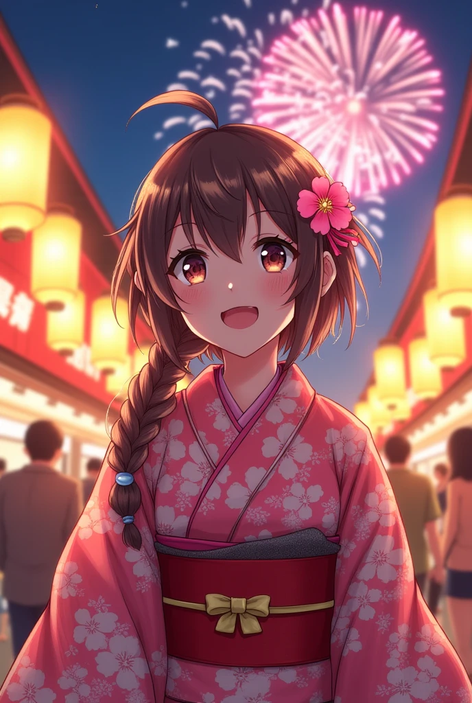 Hanamaru Kunikida yukata Summer festival firework