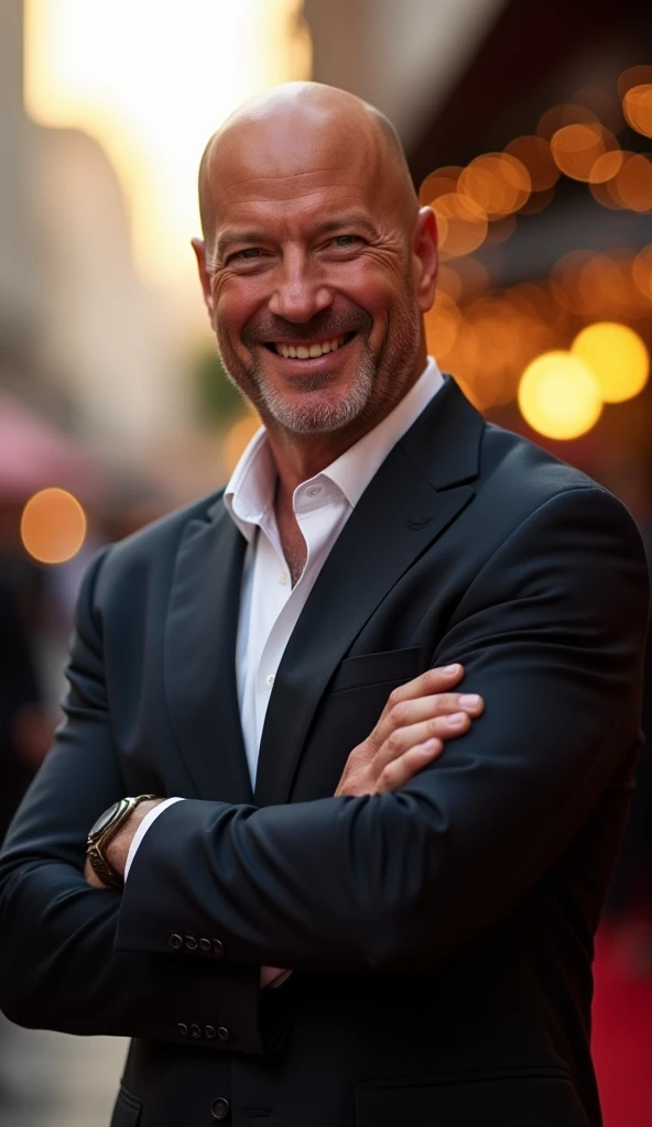 Hollywood actor Bruce Willis、solo, High resolution, chest, smile, Highest quality, accurate, masterpiece, Real、