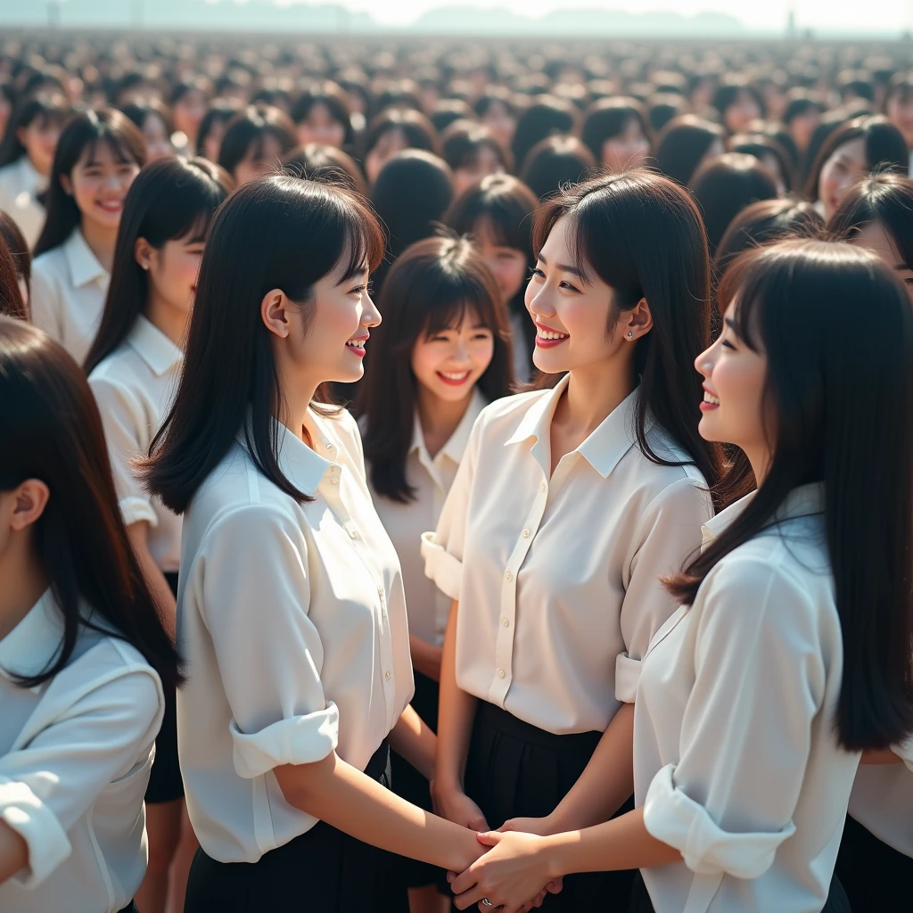 [Japanese Clone girls=Myself], [Perfect Clone girls Raw Photography Art], (16K, Highest quality, Ultra-high resolution, ((Unrealistic, Unprecedented sight, ((A World of Myself Proliferation)), Ultra-realistic))), (Japanese, woman, 26-year-old), (((((Small face, (((((Thick black hair, Semi-long hair)))))))))), ((Very beautiful detailed girls, Accurate body structure, Very detailed body)), (((Big Breasts, Large, swelling breasts))), (((White shirt, Big Breasts強調, I can see the cleavage, Black Mini Skirt))), ((Dark Eyes, Mature face, Cute Smile, A gentle gaze)), (((((Happy laughter))))), (((((Very detailed, 1girl-1,000,000,000,000,000,000,000,000,000,000,000,000,000cloning girls))))), (((((A very detailed and precise description of the doppelganger, Perfectly the same girl, The exact same smile, Perfect same hair, Perfect same clothes, Exactly the same height, 完璧な同じLarge, swelling breasts))))), (((((Myself only))))), (((Filling the Earth 1,000,000,000,000,000,000,000,000,000,000,000,000,000girls-1,000,000,000,000,000,000,000,000,000,000,000,000,000^100girls' Myself, Super dense, Super denseの中心に広くフォーカス, I&#39;m happy to be surrounded by countless versions of myself, I want to drown in love with countless versions of myself., I want to be drowned in love with countless versions of myself around me., Holding hands, hug, hug, kiss, Touching breasts))), (((The sight of the ultimate super-crowded, 異常なSuper dense, Countless Myselfs Packed Tight))), ((Bright and soft light)), ((((((((Very detailed and clear hyper-perspective drawing)))))))), (((Subject depth zero))), Seeing from a bird's perspective