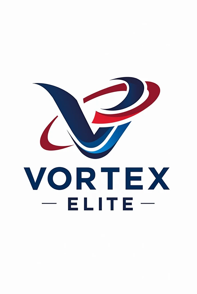 Logo esports vortex elite "vortex" means vortex or spiral, which can be depicted with rotating or flowing design elements, like a spiral that encircles the text. This gives the impression of dynamics and energy..Temporary "elite" indicating something superior or of high quality. This can be shown by using elegant and modern fonts., and contrasting colors to highlight the quality of professionalism.So, untuk logo vortex elite:"vortex" will be represented by a spiral or vortex element that surrounds or complements the text.."elite" will be shown with bold and elegant text, using modern fonts and blue color for a professional impression.The combination of blue and red will add an energetic and dynamic impression., with blue text and red swirl accents. This logo remains in PNG format without background for flexibility of use..