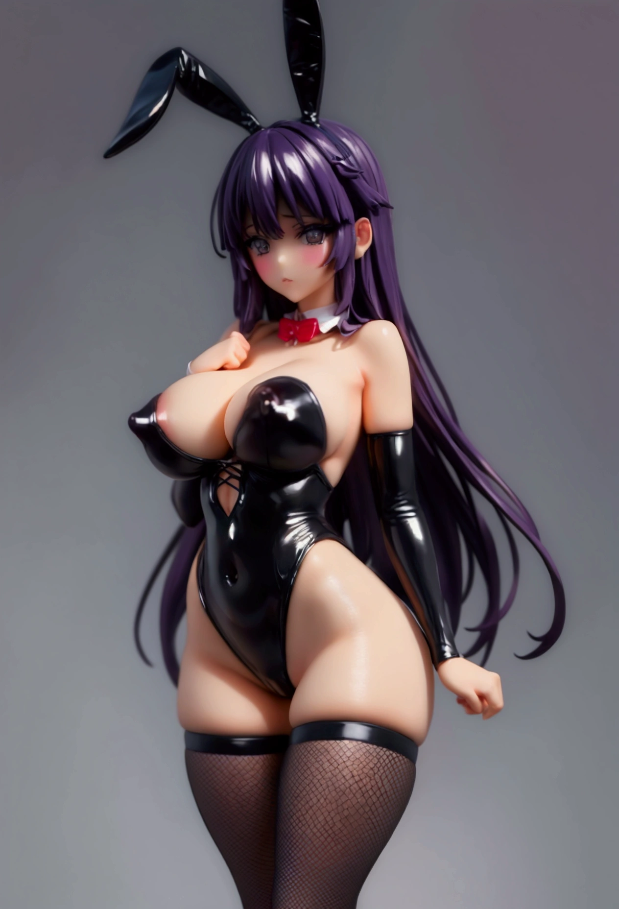 sexy, perfect body, black bunny costume, fishnet stockings, nipples,