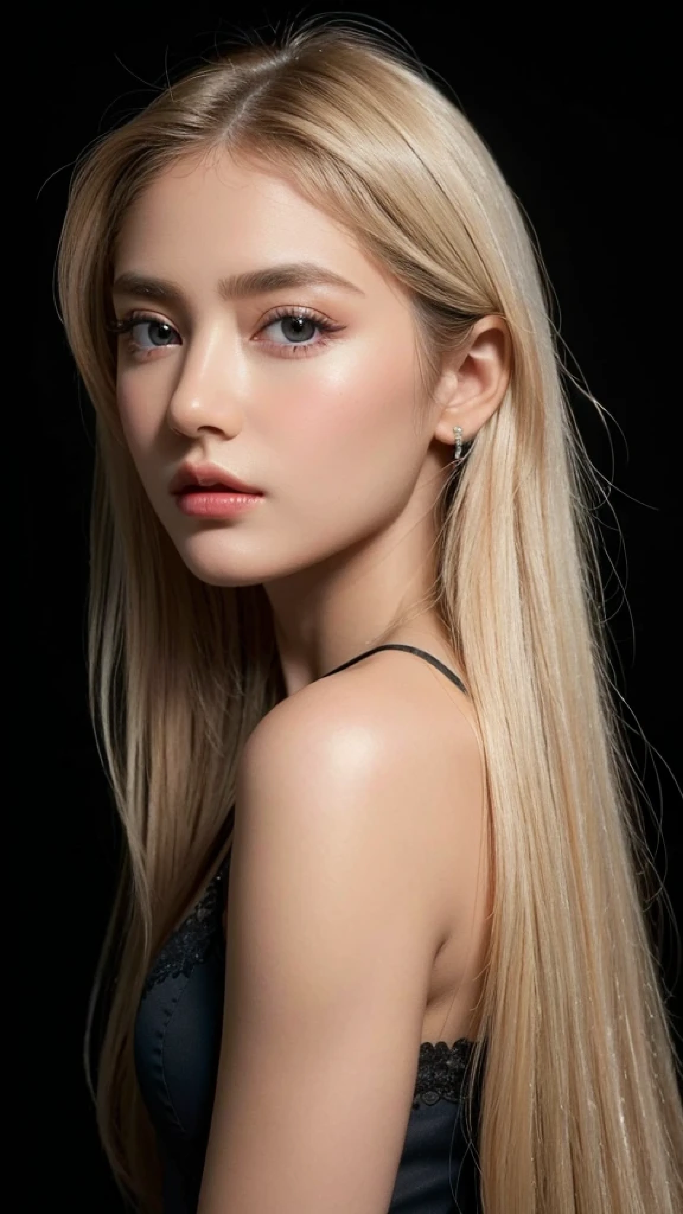 (from front:2),1girl, solo, alone, (high definition, masterpiece, high quality:2), (high resolution :2) , (8K:2),(RAW-photo ,photo-realistic:2),(Clear contours:2),(Supermodel body:1.8),(Straight hair:1.4),(extremely detailed face),(extremely detailed hair),(extremely detailed hands),(extremely detailed eyes),(very delicate and beautiful detailed eyelashes:1.4),(very delicate and beautiful detailed eyes:2),(black eyeliner:1.2),(very delicate and beautiful detailed face:1.3),((Straight hair)), (Big eyes), (Big eyeballs), ((looking at viewer)),((Take pictures without cutting the head)),((medium breasts)) ,((beautiful breasts))