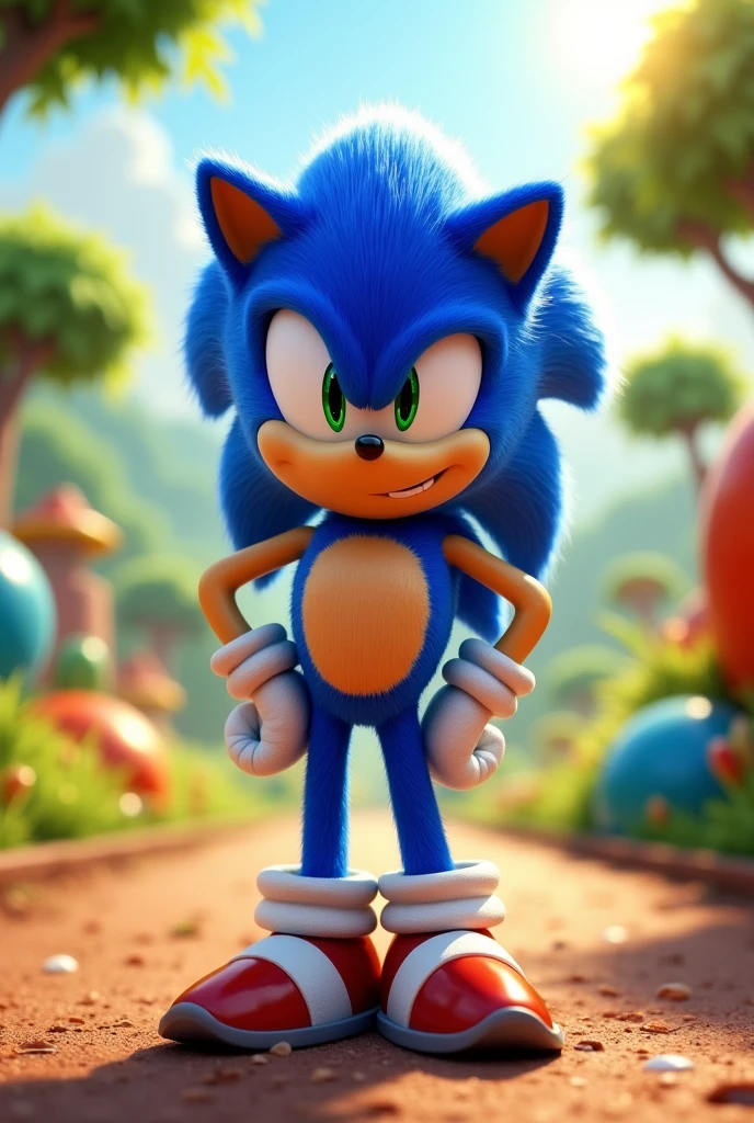 Sonic the hedgehog , solo, looking at viewer, smile, 1boy, standing, full body, sitting on chair, looking at viewer