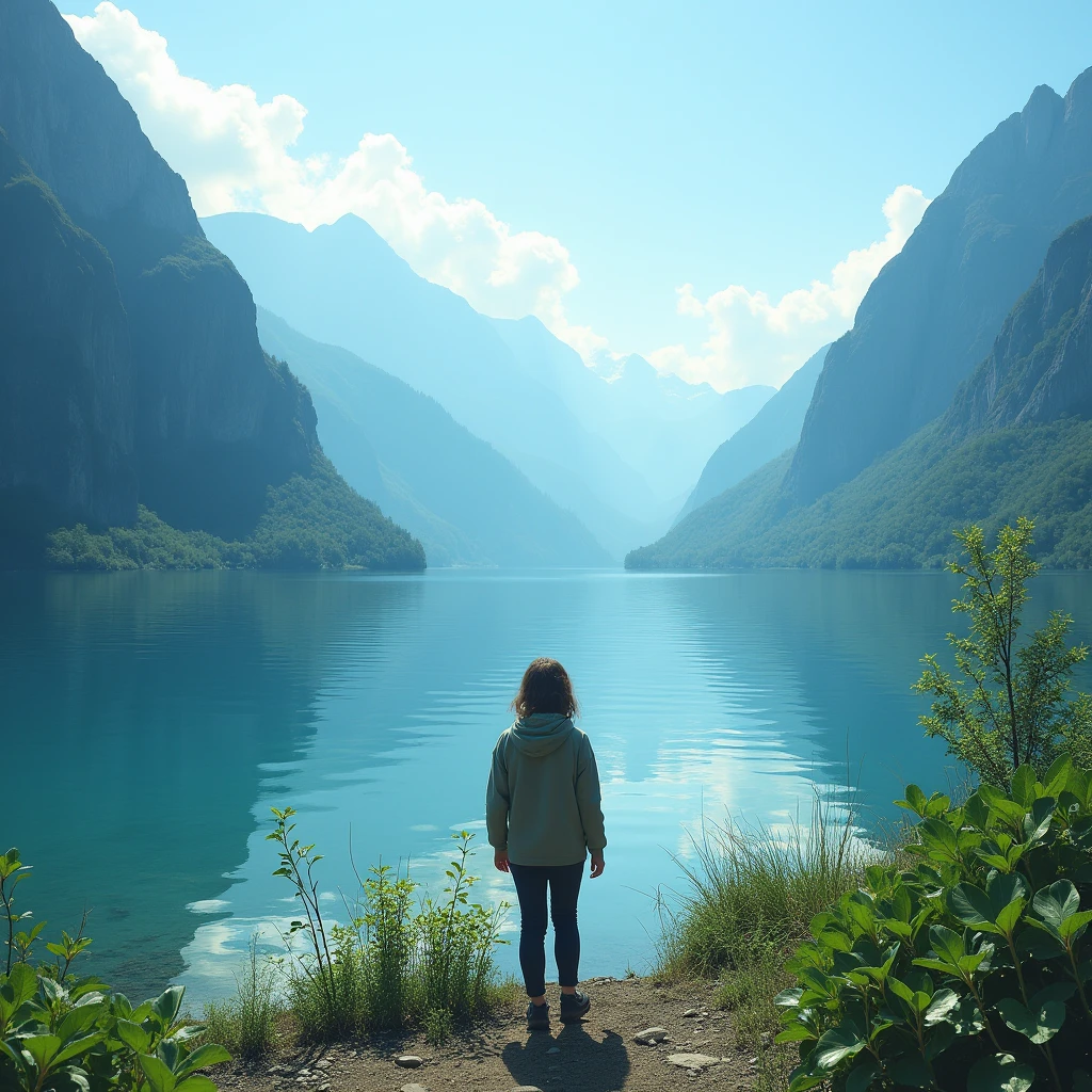 Crystal clear lake、The moment I touched the plant、His heart、as if々in tranquil lakes and majestic mountains。Forgetting everything、feeling the chirping of birds and the sound of water., naturally calms down、stress disappears。Realistic