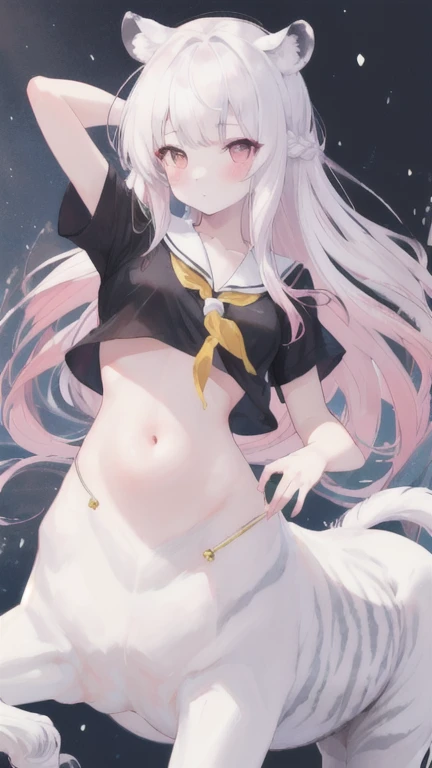 Mejor calidad, obra maestra, estilo anime, pelo blanco, ojos dorados, sin ropa, desnuda, Buscando, cuerpo completo,mecha de cabello,Piel blanca,trenzas laterales, con las manos arriba