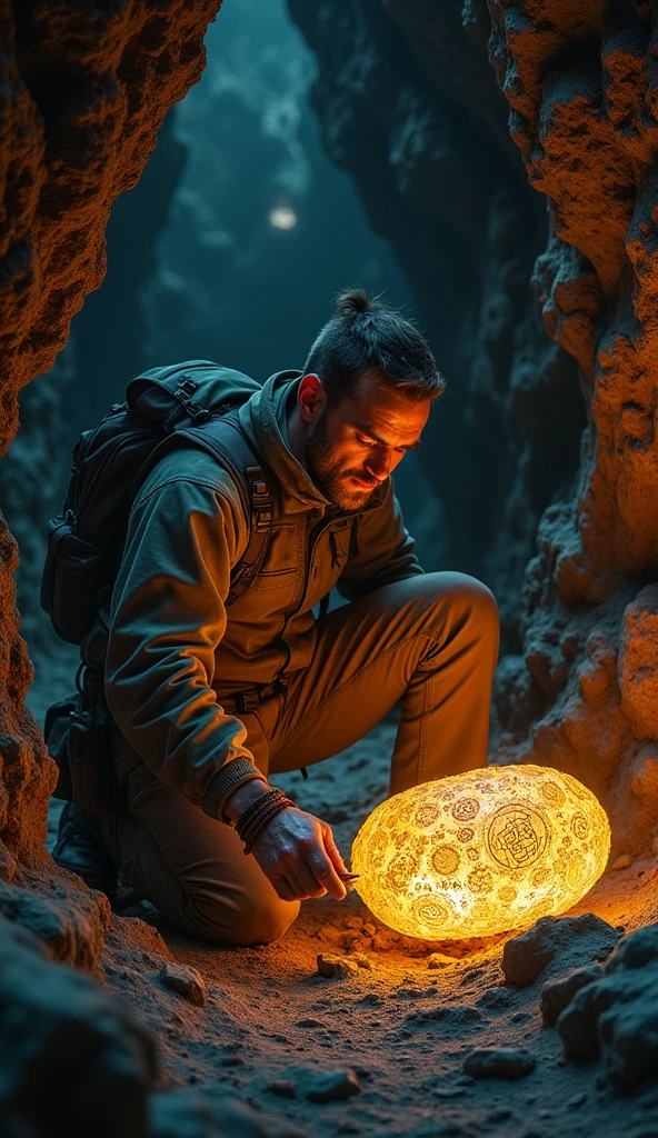 modern archaeologist discovering a cursed artifact.