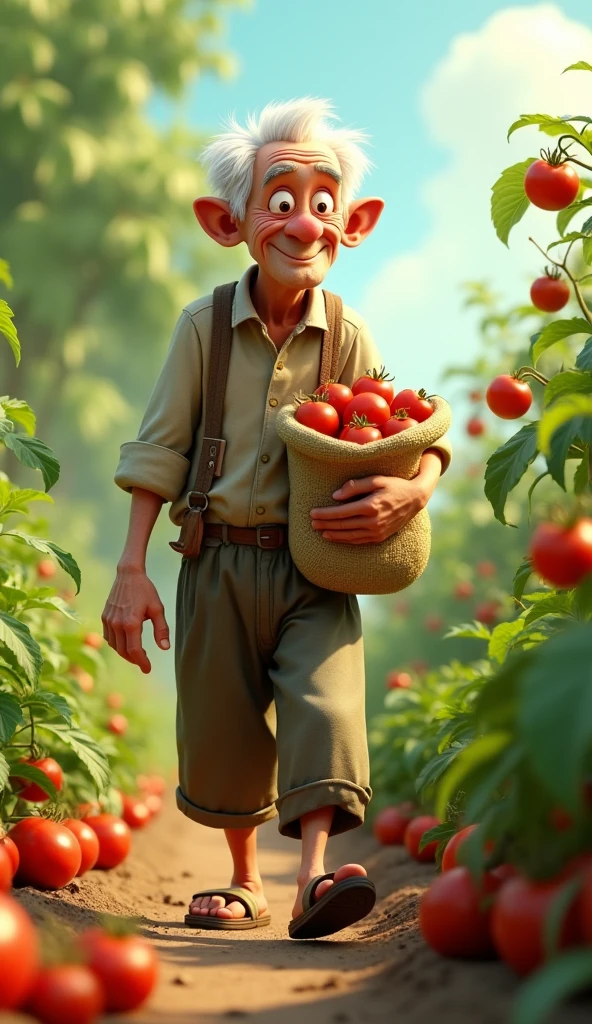 Uncle Tu is an old man, skinny with gray hair and tanned skin. He usually wears simple clothes like old shirts, long pants and sandals. Mr. Tu bought tomato fertilizer.
3D animation