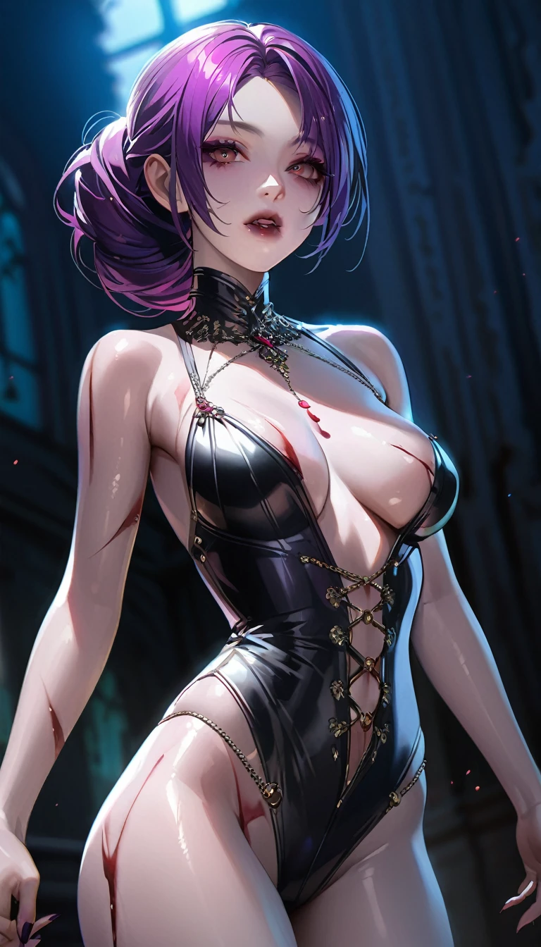 highly detailed, 8k CG wallpaper of Gothic art,masterpiece quality, photorealistic with vivid colors, shallow depth of field, glossy skin,(Female zombie:1.2),