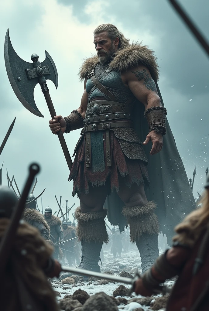 Very huge viking muscular woman battle