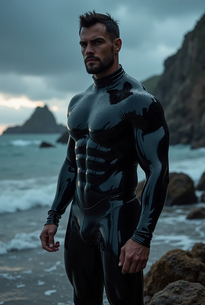 male,Black full-face bodysuit,Water-repellent